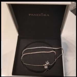 2 Piece - (1) White & (1) Yellow Diamond Pandora Sliding Tennis Bracelet Set